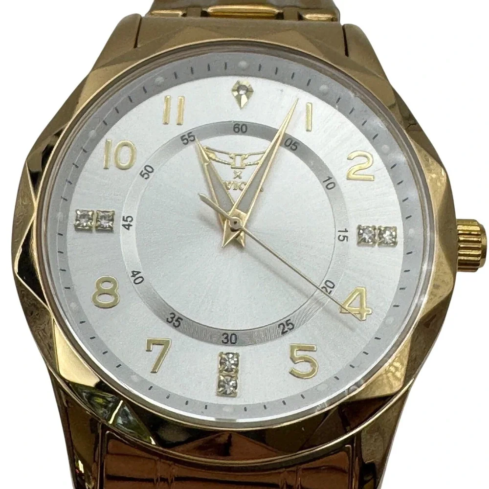 Invicta Specialty I Mens 41mm Gold Tone Quartz Watch Silver Dial 69018